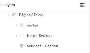 Panel de layers con la nomenclatura aplicada en ClubPethouse